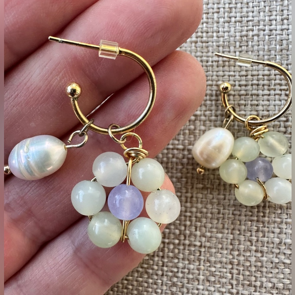 Gold and Pearl Hoop Earrings